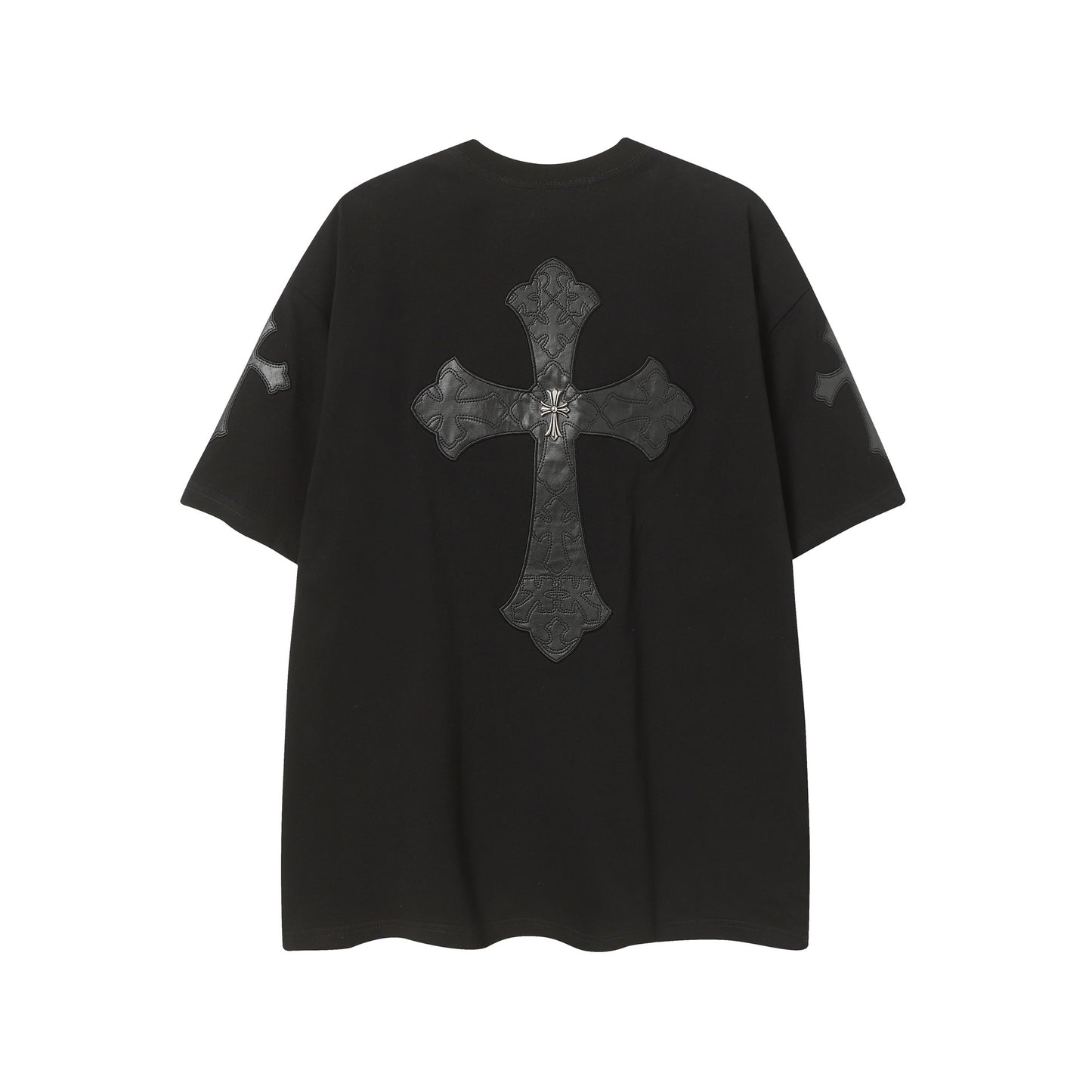 2025 New CHRM Heart Cross Sanskrit Patch Print Embroidery Loose Short Sleeve for Men and Women