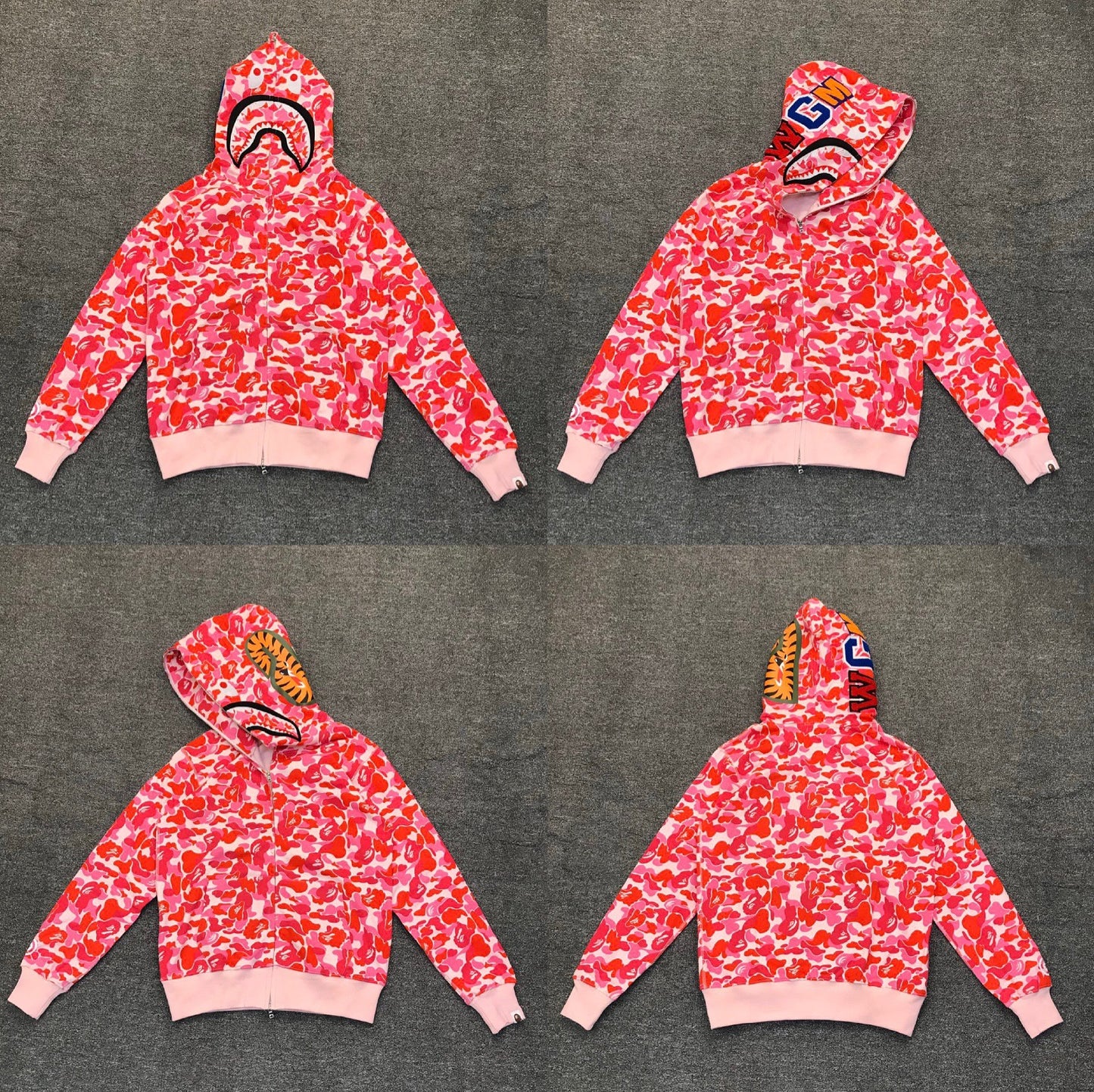 Fashion Brand Shark Camouflage Zipper Sweater Men and Women Couple Loose Cotton Fleece-lined Hooded Cardigan Coat Men