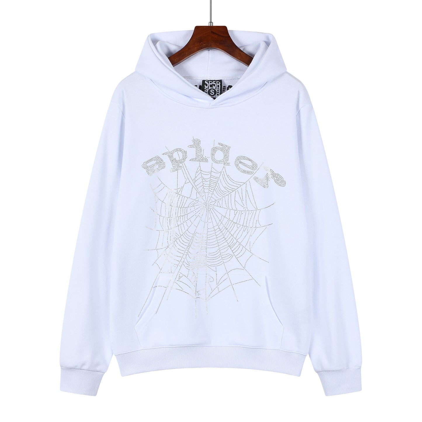 Beautiful Fashion Brand Men's and Women's Same Style 555555 Cobweb Puff Print Hip Hop Loose Heavy Terry Hooded Sweater Set(NO  Fleece Lined)