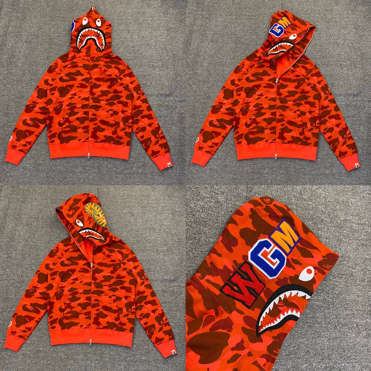 Fashion Brand Shark Camouflage Zipper Sweater Men and Women Couple Loose Cotton Fleece-lined Hooded Cardigan Coat Men