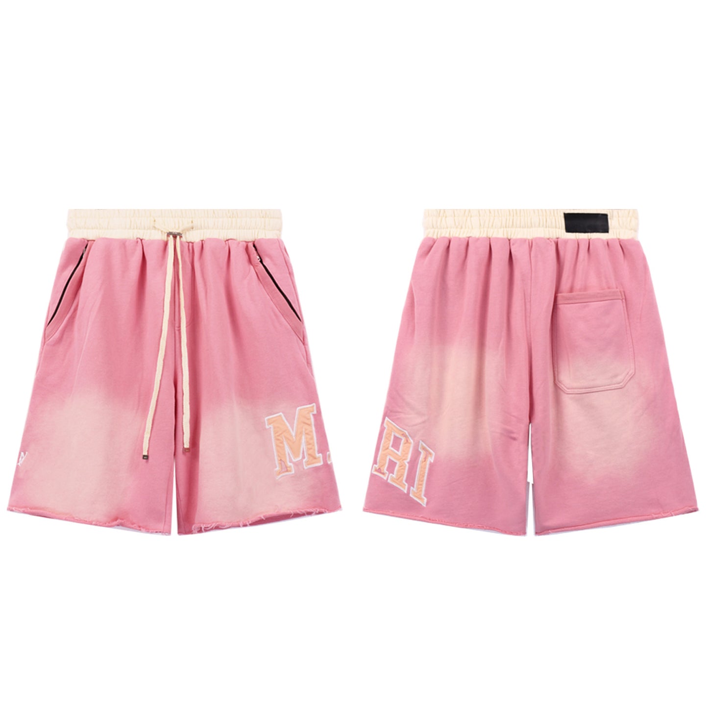 Ami Summer Washed and Worn Casual Letter American T-shirt Loose Men's and Women's Same Shorts Suit