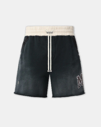 Ami Summer Washed and Worn Casual Letter American T-shirt Loose Men's and Women's Same Shorts Suit