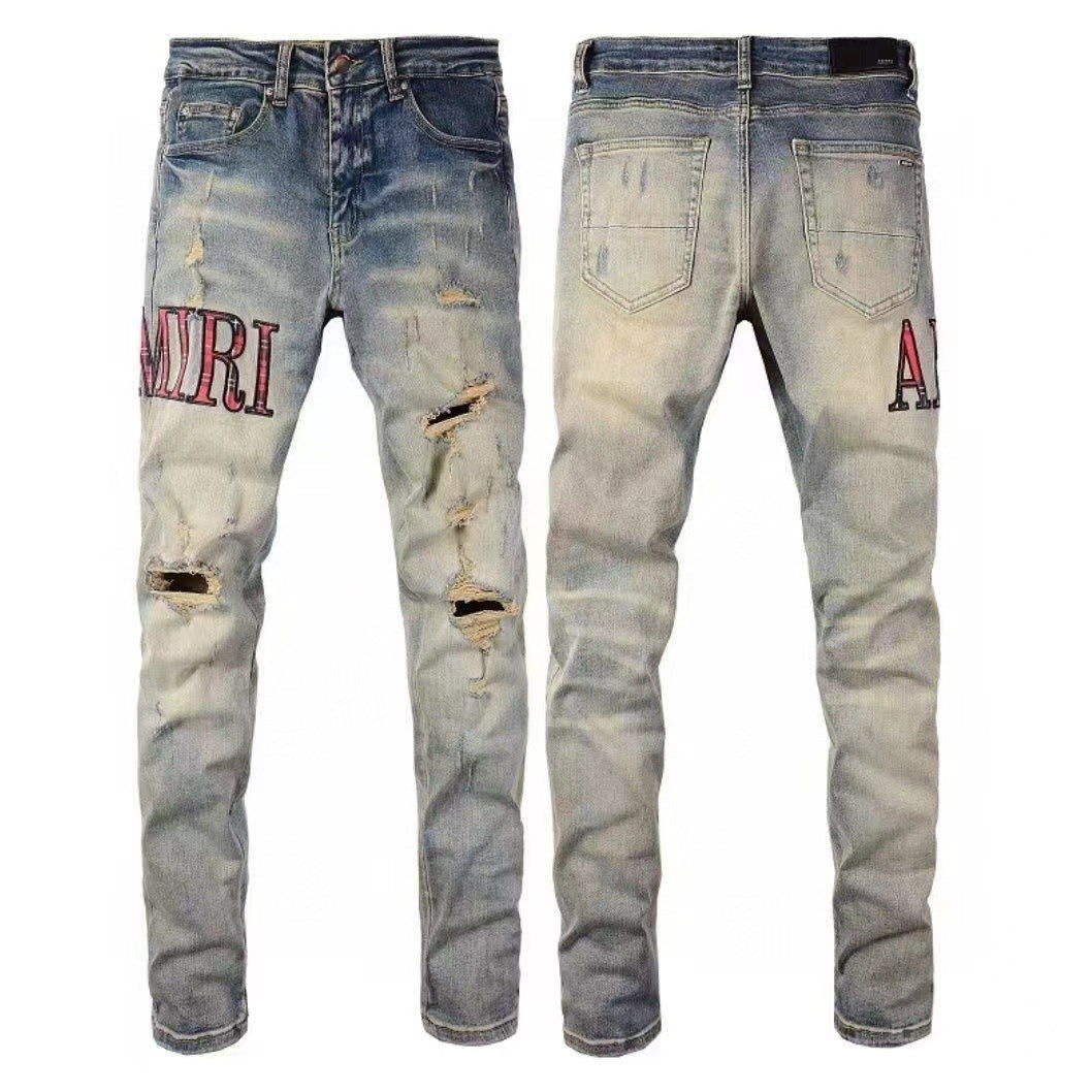 AMIRI Heavy Craft Washed Distressed High Street Embroidered Unisex Jeans(3)