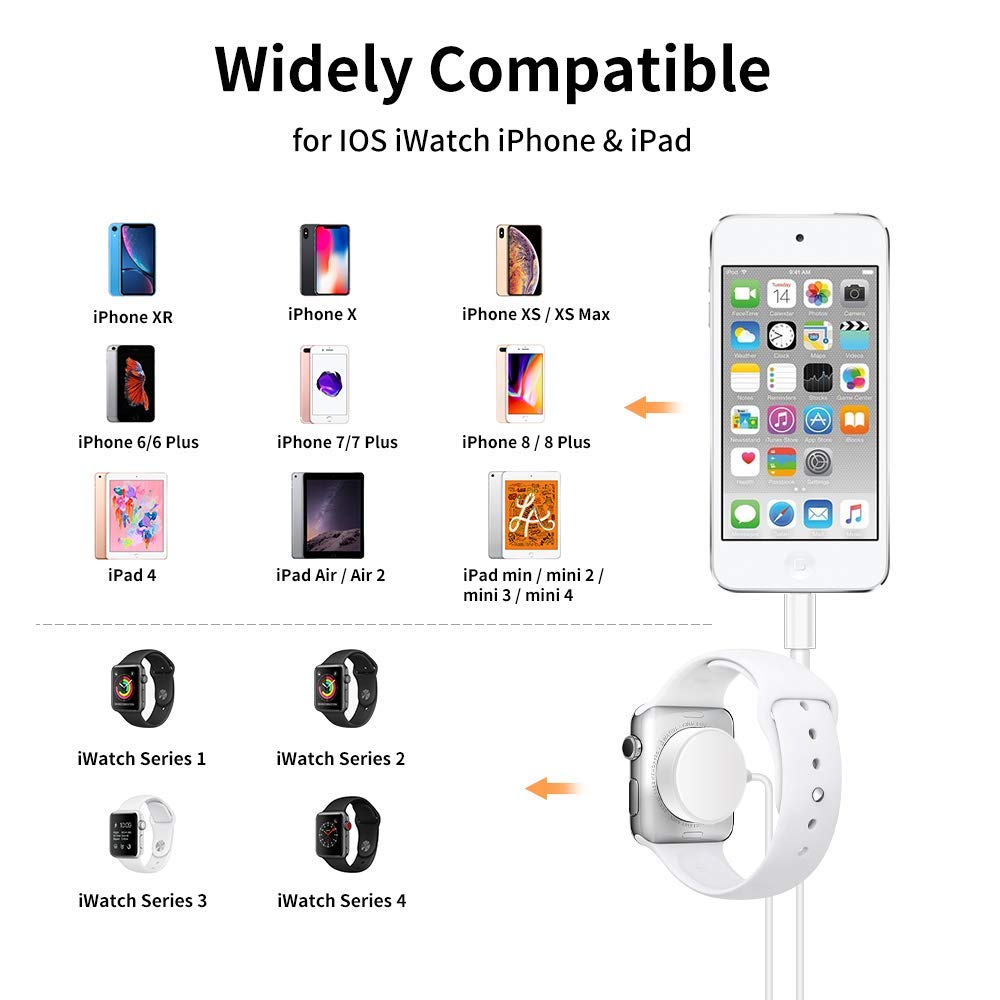 GM 2 in 1 Watch Charger for Apple Watch and Phone, Apple Watch Charger Cable Compatible with Watch Series 8 7 6 SE 5 4 3 2 1 & & Phone 12/11/Pro/Max/XR/XS/XS Max/X&Pad Series