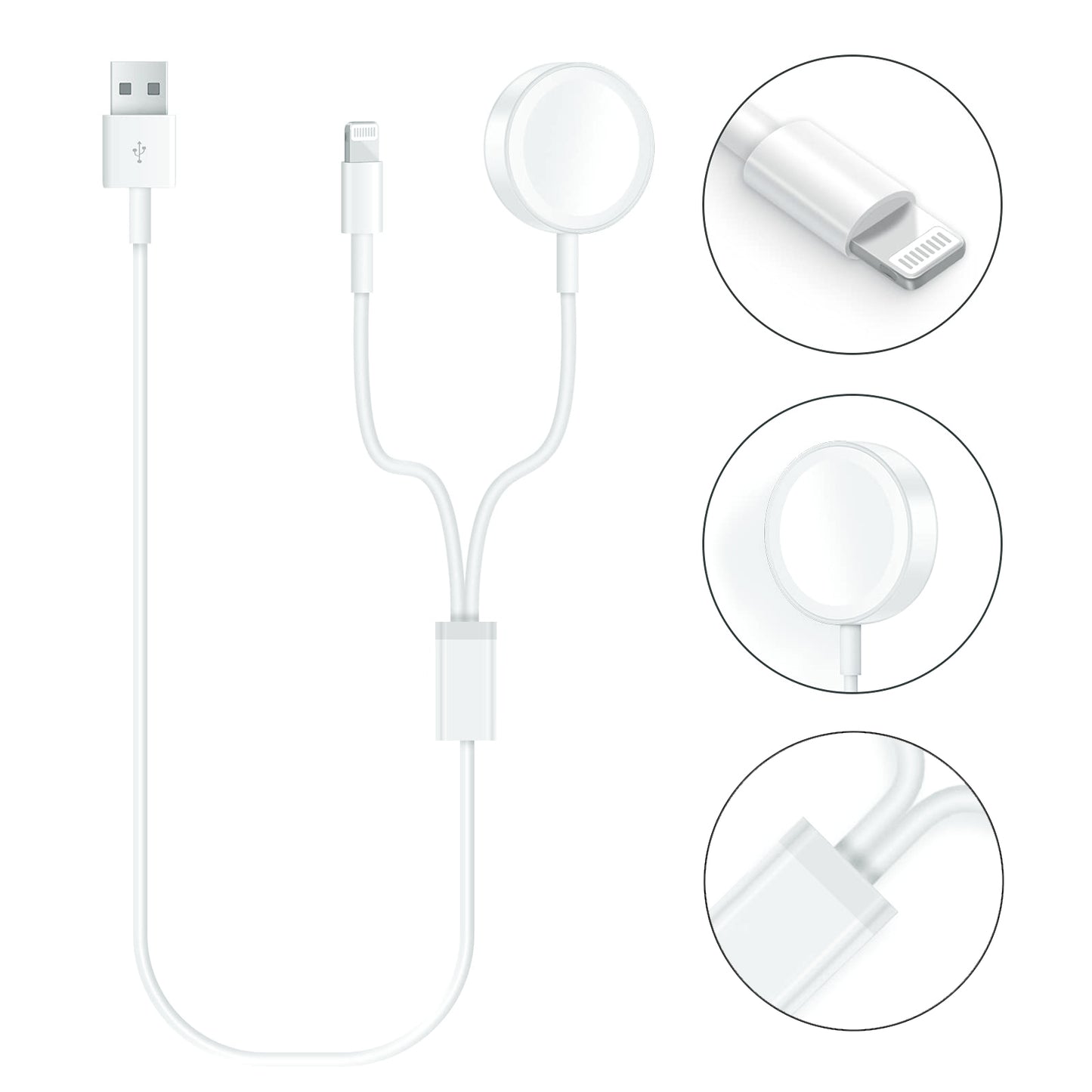 GM 2 in 1 Watch Charger for Apple Watch and Phone, Apple Watch Charger Cable Compatible with Watch Series 8 7 6 SE 5 4 3 2 1 & & Phone 12/11/Pro/Max/XR/XS/XS Max/X&Pad Series
