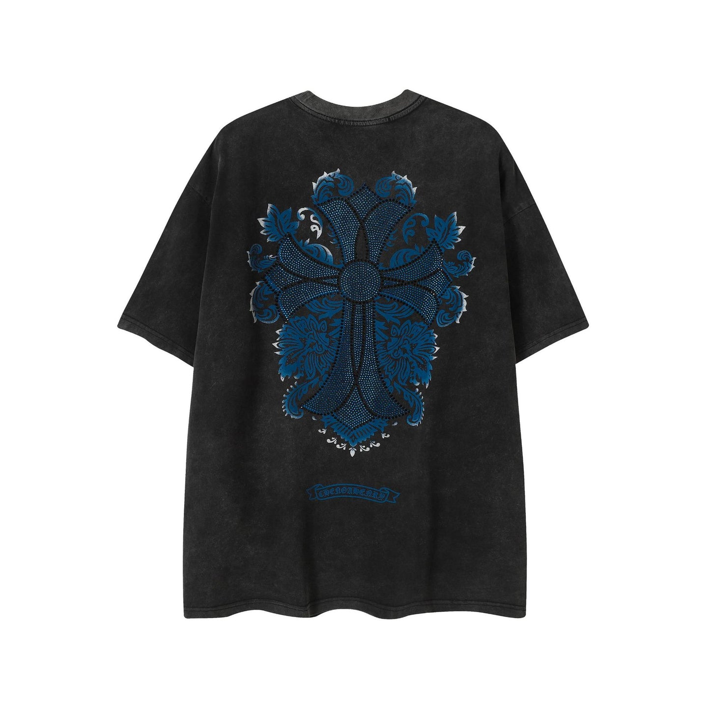 2025 New CHRM Heart Cross Sanskrit Patch Print Embroidery Loose Short Sleeve for Men and Women(2)