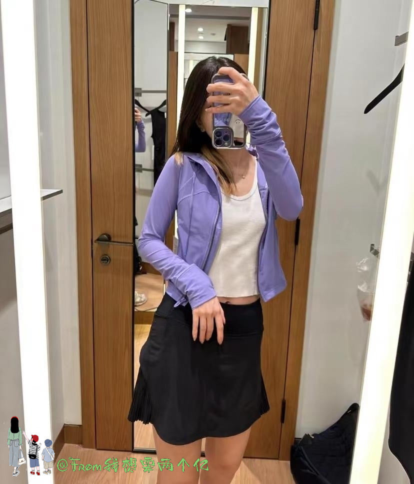 Lulu Same Style Short Mesh Hooded Jacket Yoga Clothes Mesh Define Sports Thin Casual Jacket Women