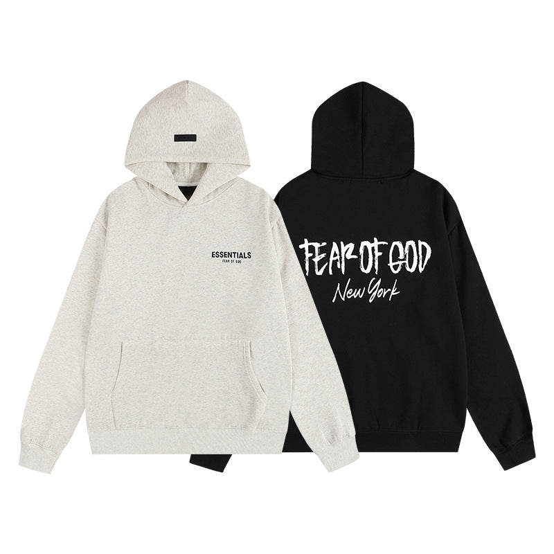 FQG Hooded Sweatshirt Unisex Double Stitch American Street Style New York Limited Edition Hoodie Autumn Winter Fleece Jacket
