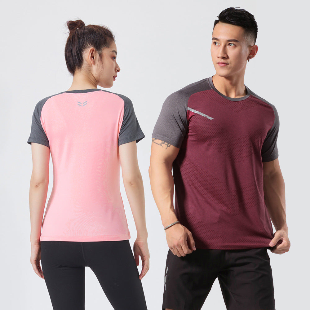 Unisex Breathable Lightweight Gym Short Sleeve Quick-Dry Top Fitness Sports Wear Ice Silk T-Shirt Stretch Short Sleeve