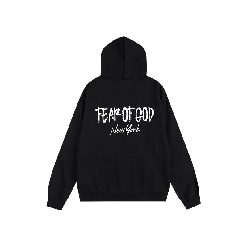 FQG Hooded Sweatshirt Unisex Double Stitch American Street Style New York Limited Edition Hoodie Autumn Winter Fleece Jacket