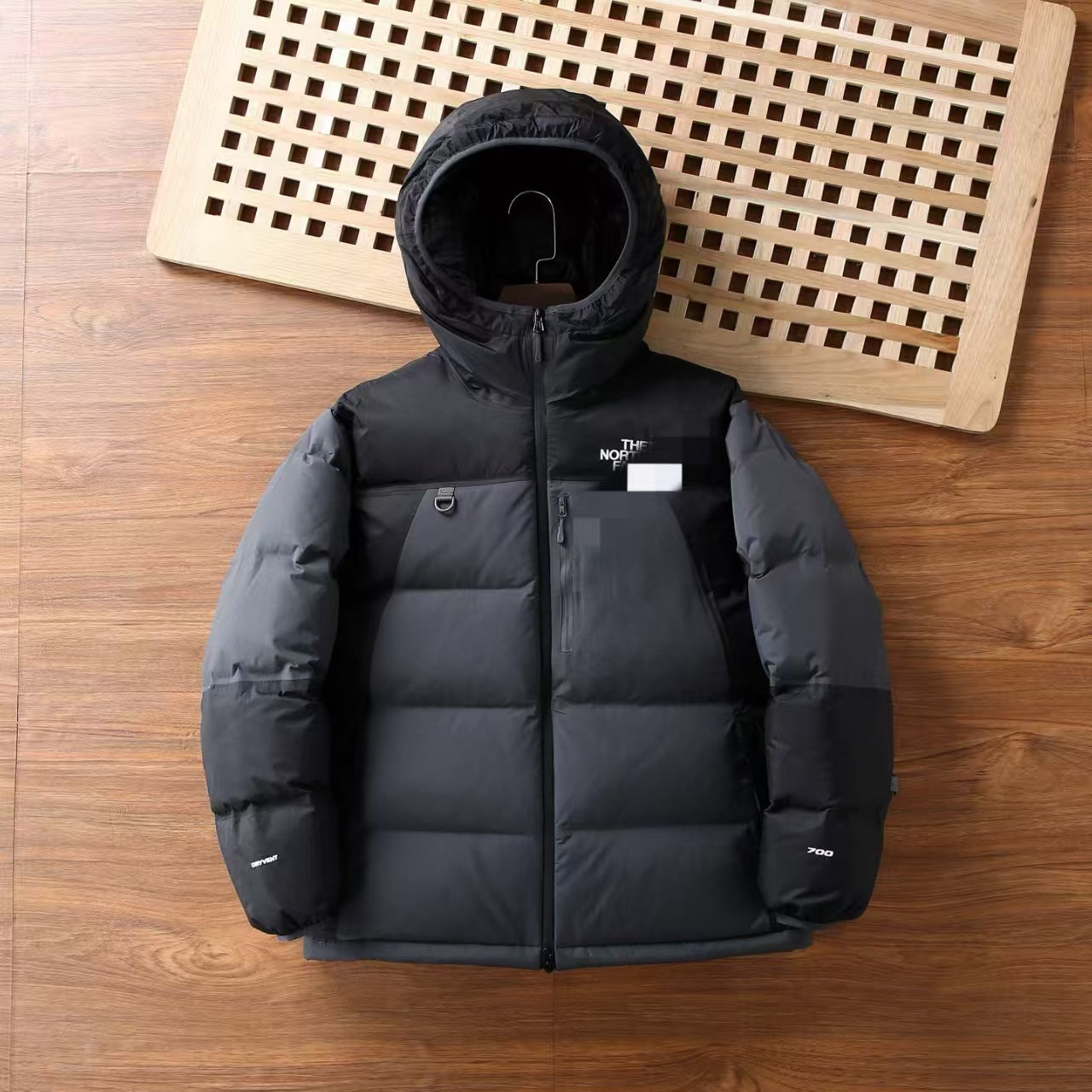 GMabcd UE Down Jacket Unisex Color Block T Waterproof Warm Color Block Hooded Thickened Couple Hooded Down Jacket
