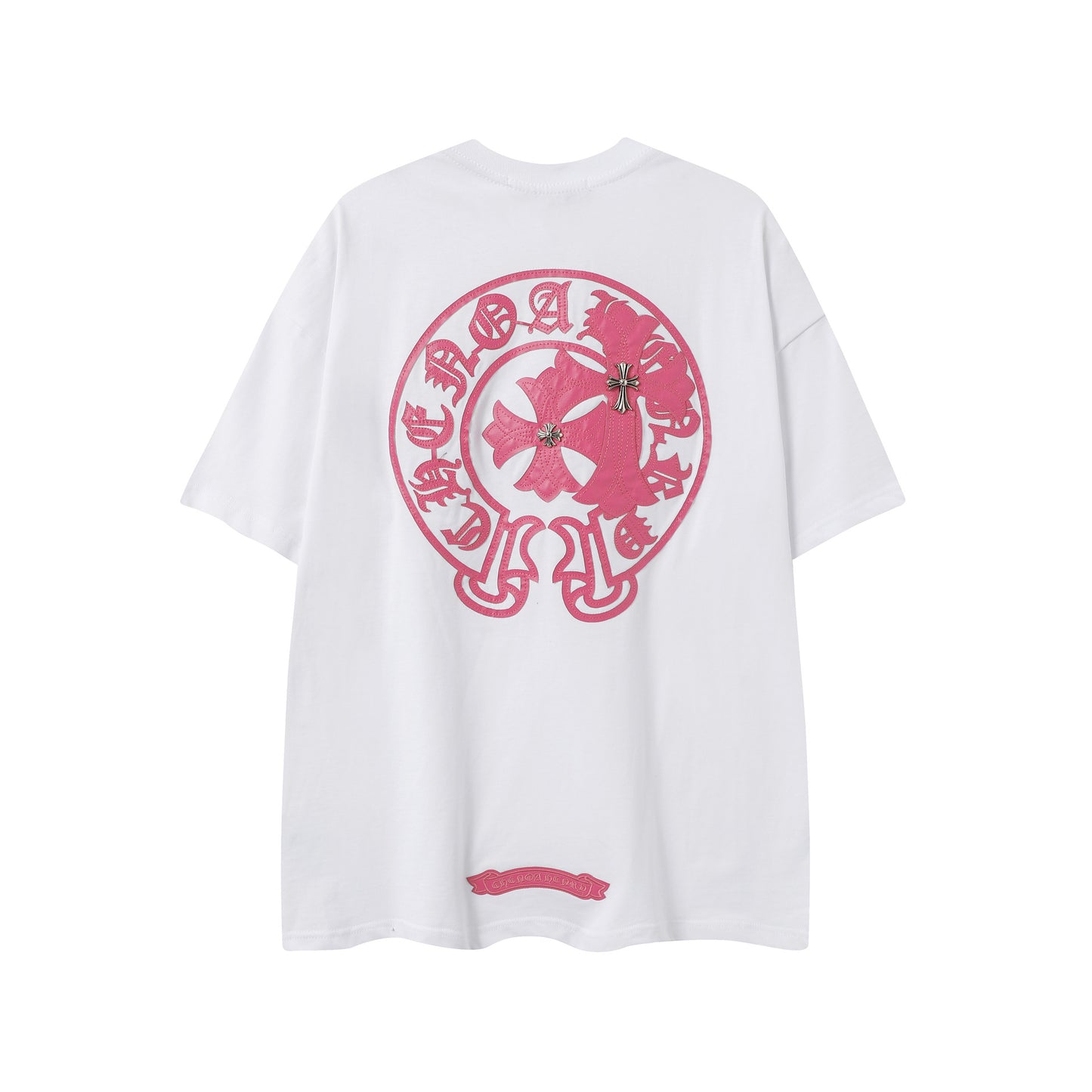 2025 New CHRM Heart Cross Sanskrit Patch Print Embroidery Loose Short Sleeve for Men and Women