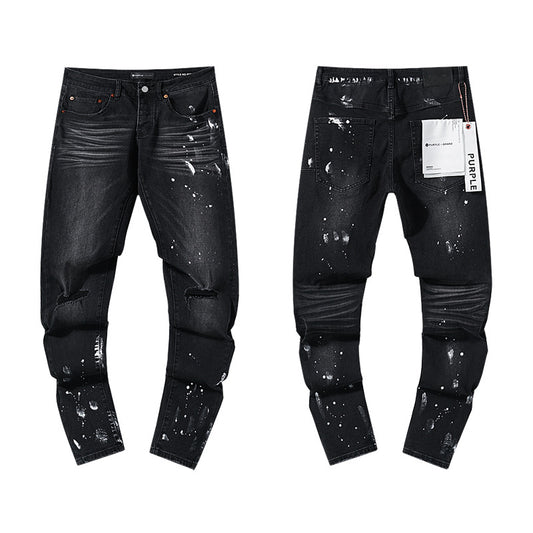 American High Street Distressed Patch Trendy Retro Straight Amiri Jeans for Men and Women
