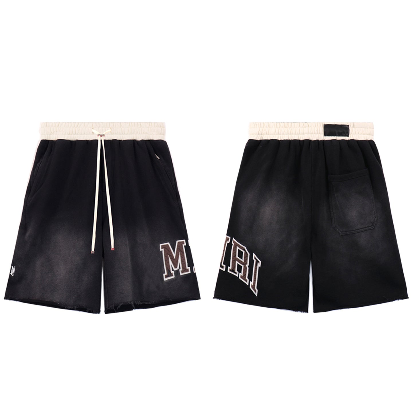 Ami Summer Washed and Worn Casual Letter American T-shirt Loose Men's and Women's Same Shorts Suit