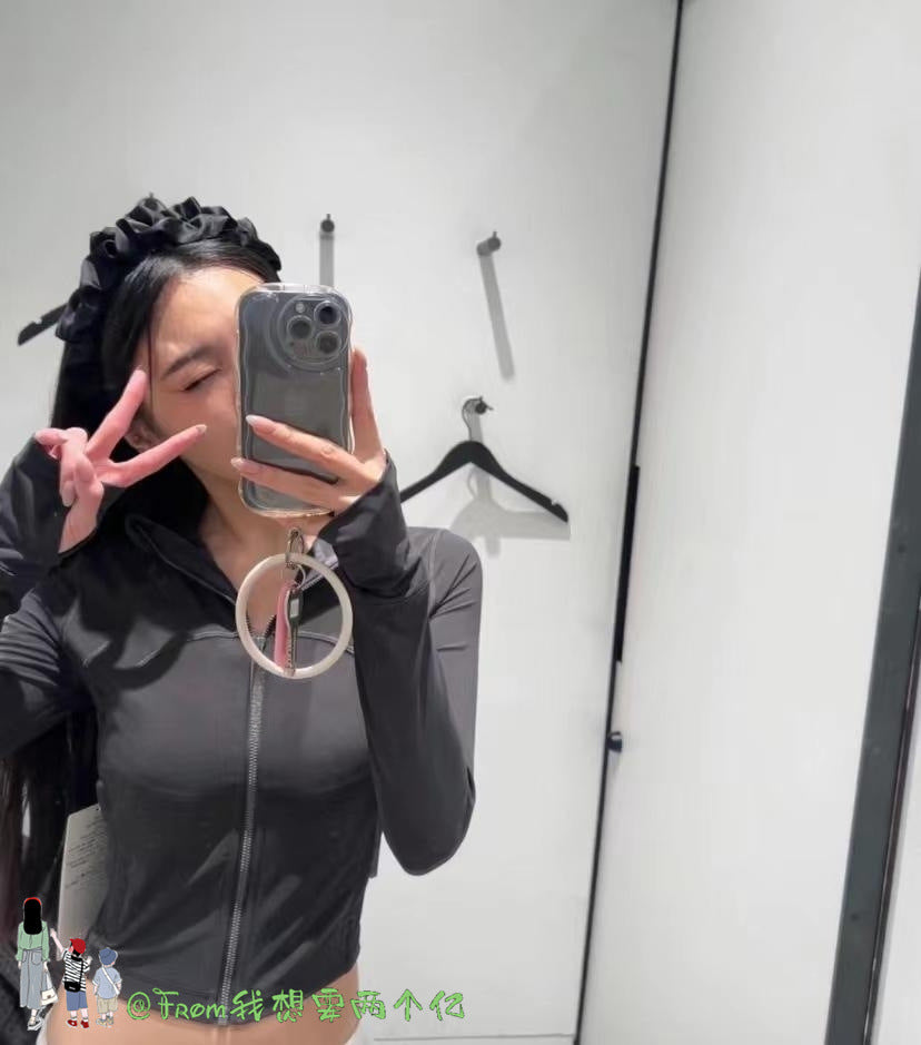 Lulu Same Style Short Mesh Hooded Jacket Yoga Clothes Mesh Define Sports Thin Casual Jacket Women
