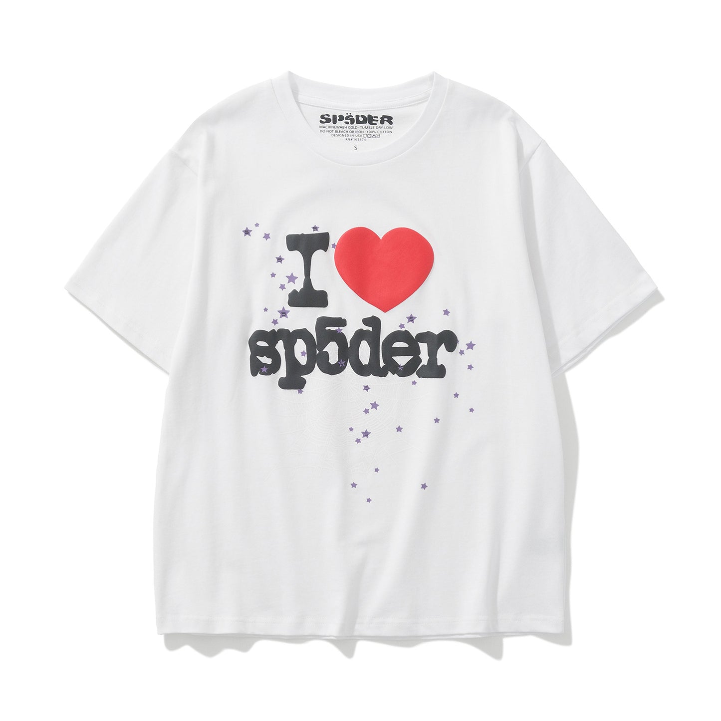 2024 New European and American Fashion Brand Male and Female Couples Wear plus Size Loose SP5-Der Spider Web Printed Short Sleeve T-shirt