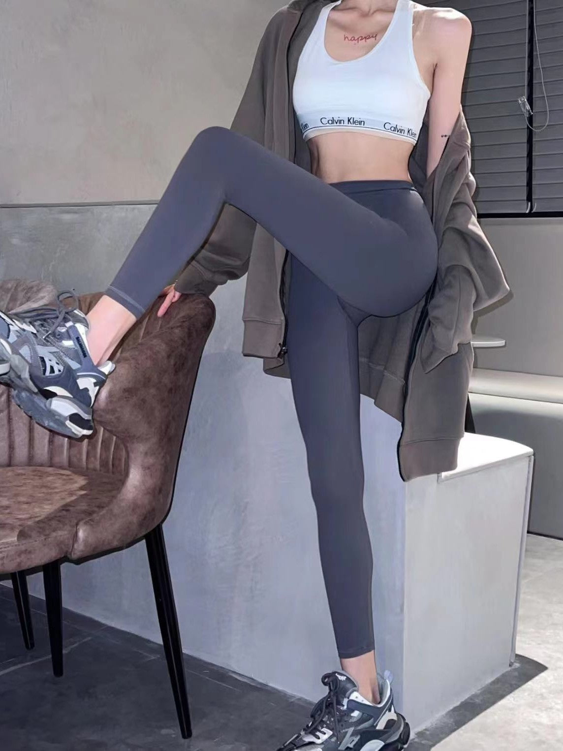 Lulu Same Style No Awkward Line Yoga Pants Nine-point Pants Bare Sensation Tight Hip-lifting Sports Fitness Yoga Leggings