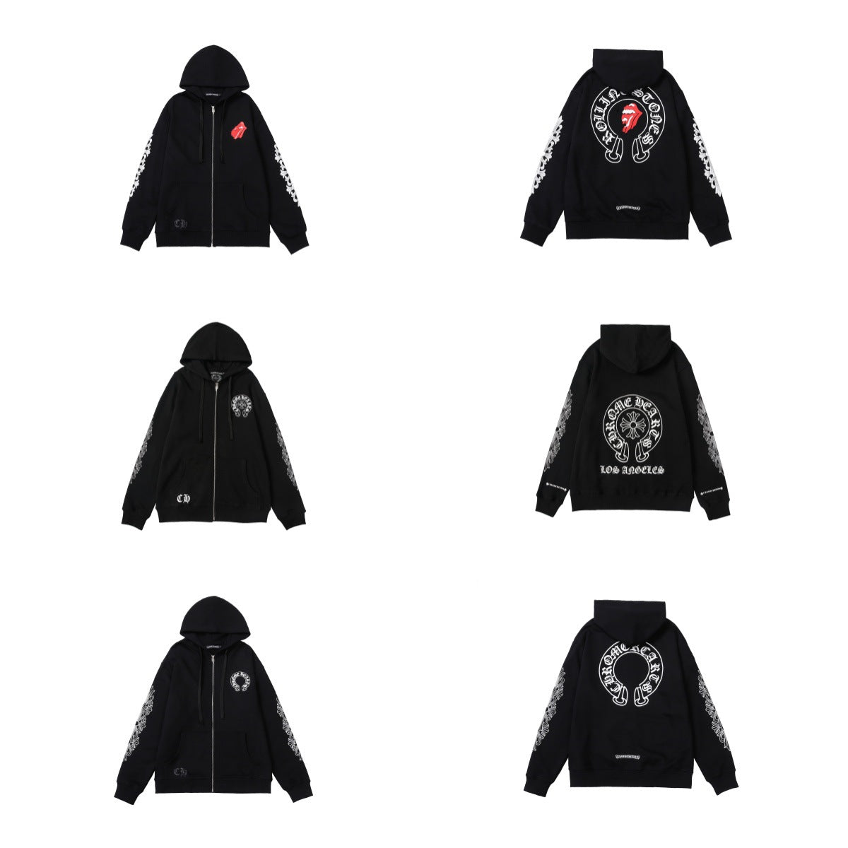 CH Autumn Winter New Cross Scroll Simple Classic Hooded Sweatshirt Zipper Pure Cotton Jacket