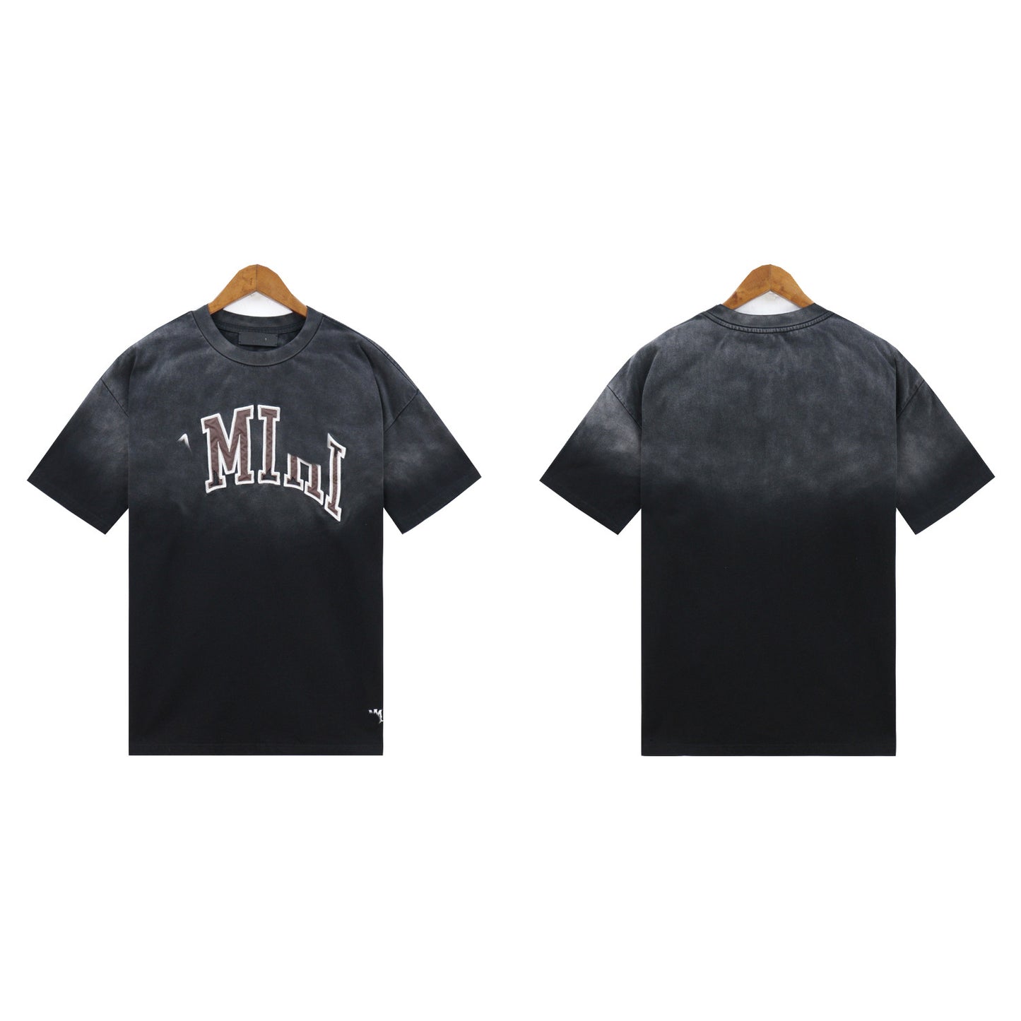 Ami Summer Washed and Worn Casual Letter American T-shirt Loose Men's and Women's Same Shorts Suit