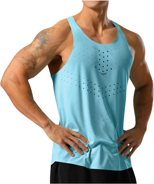 Tank Tops for Mens Summer Mesh Sleeveless Shirts Workout Bodybuilding Muscle T Shirt Basic Running Athletic Tees