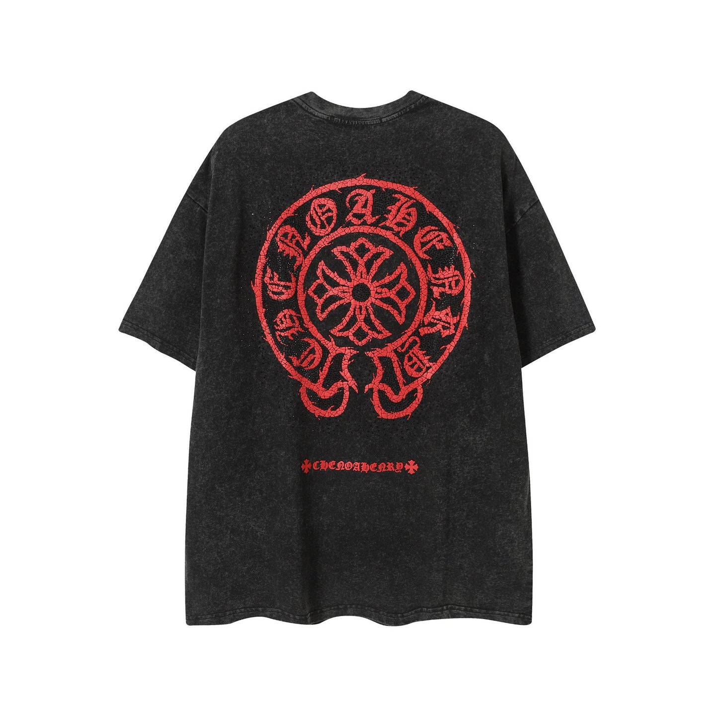 2025 New CHRM Heart Cross Sanskrit Patch Print Embroidery Loose Short Sleeve for Men and Women(2)
