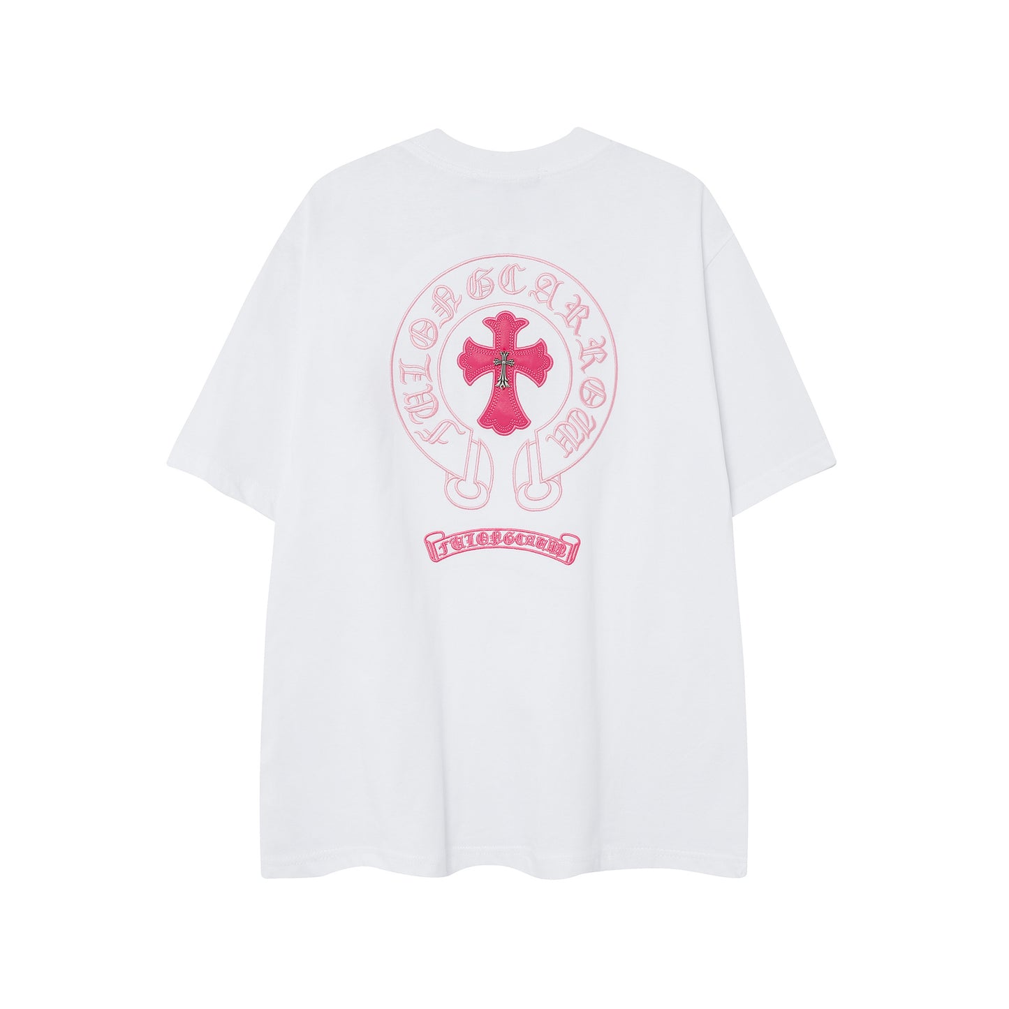 2025 New CHRM Heart Cross Sanskrit Patch Print Embroidery Loose Short Sleeve for Men and Women
