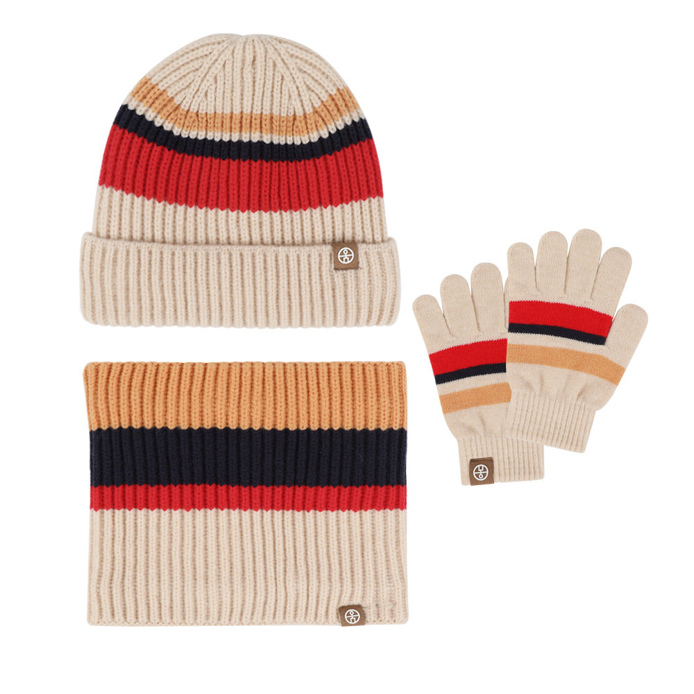 Children's three-piece hat, scarf and gloves Autumn and winter baby ear protection woolen hat warm three-piece suit