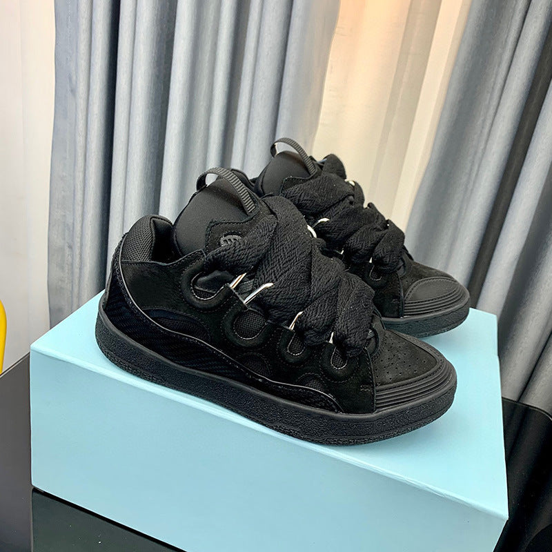 GMabcd Thick-Soled Lace-Up Dad Shoes Couple Training Shoes Casual Sneakers