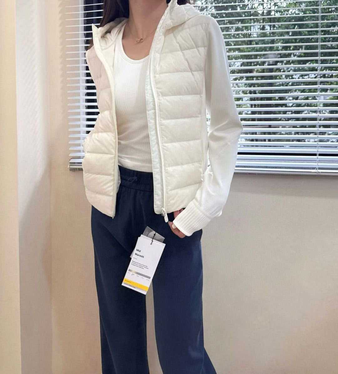 Lulu Same Style Lightweight Patchwork Down Jacket DownAndAround Hooded Slim Fit Sports Jacket Coat