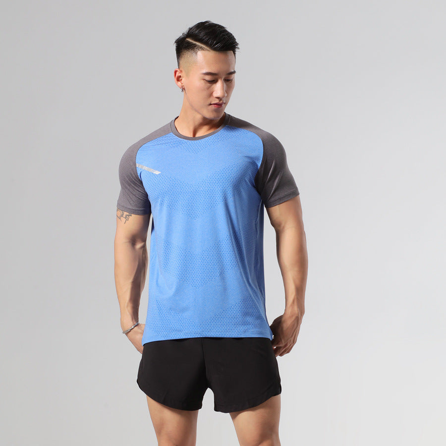 Unisex Breathable Lightweight Gym Short Sleeve Quick-Dry Top Fitness Sports Wear Ice Silk T-Shirt Stretch Short Sleeve