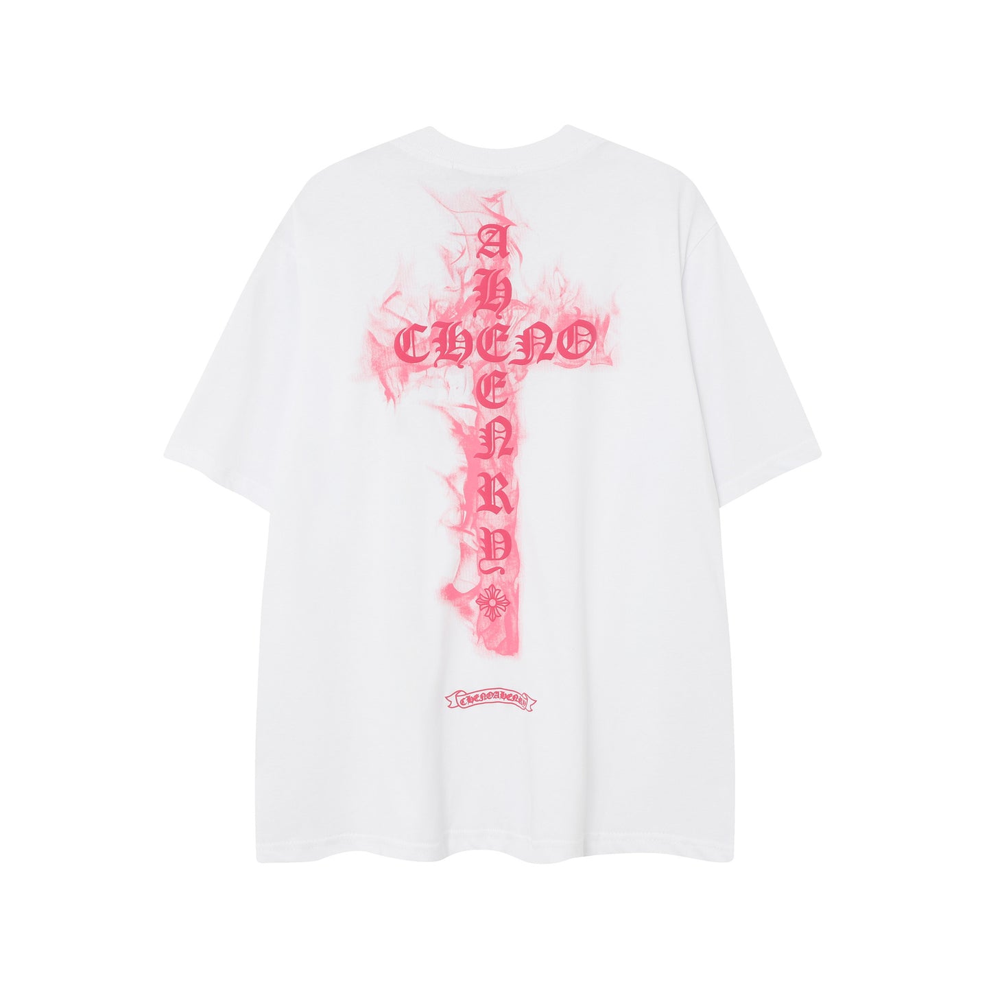 2025 New CHRM Heart Cross Sanskrit Patch Print Embroidery Loose Short Sleeve for Men and Women