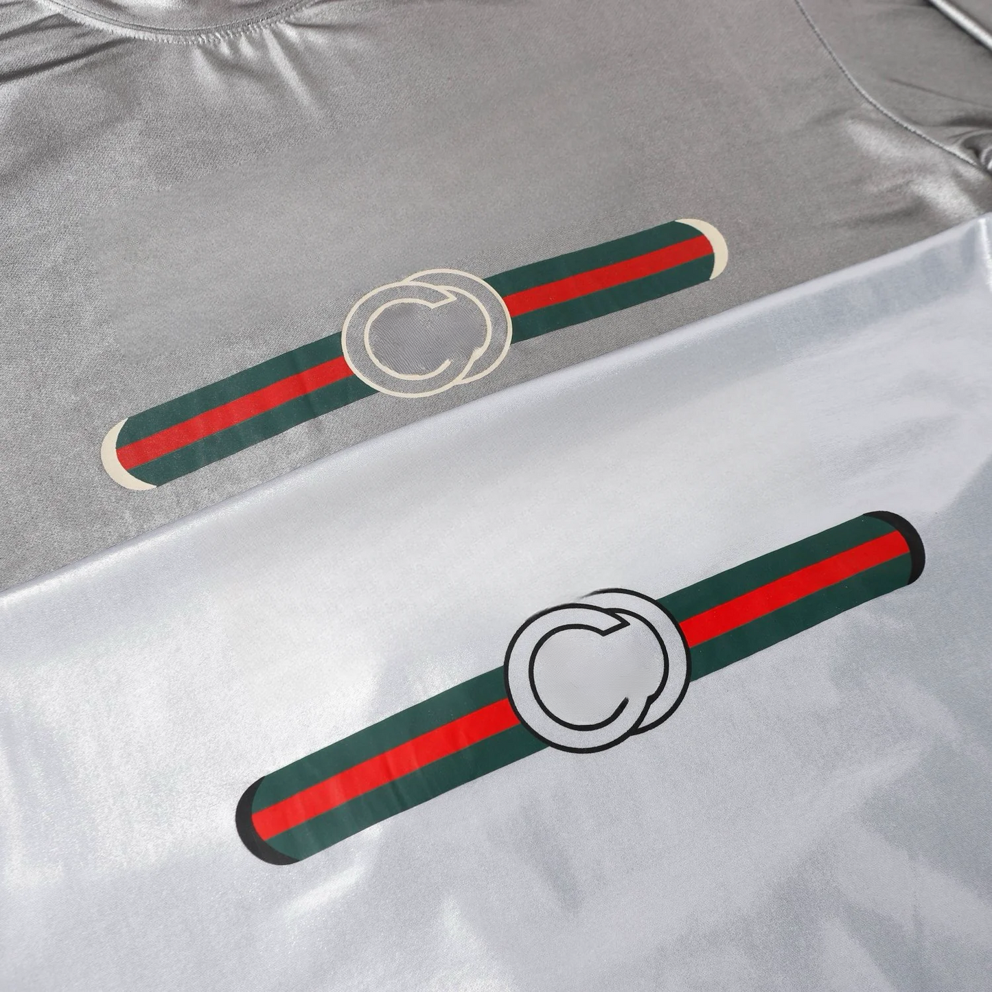 2025 New Design Men's and Women's Matching Ice Silk Cotton Short Sleeve T-shirts, Silver and Gray Dual-color Ultra-Chic Short Sleeves