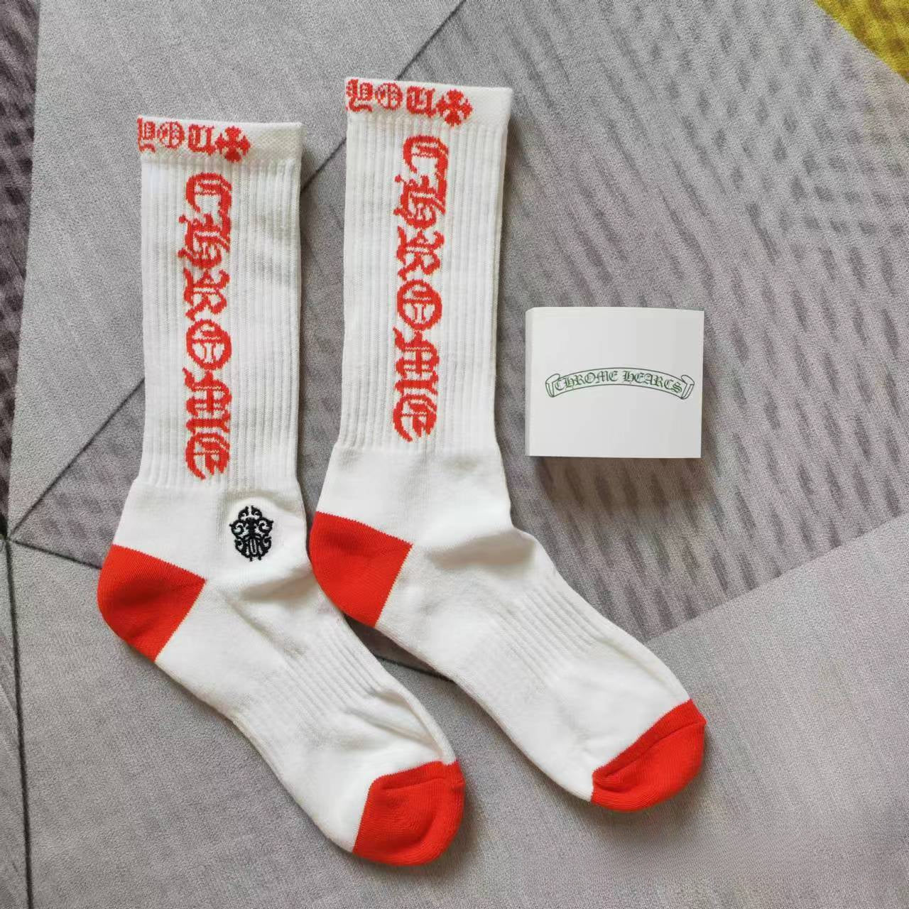 GM CHeart Socks CH Striped Letter Red Lip Embroidery Logo Towel Bottom Sports Trendy Socks