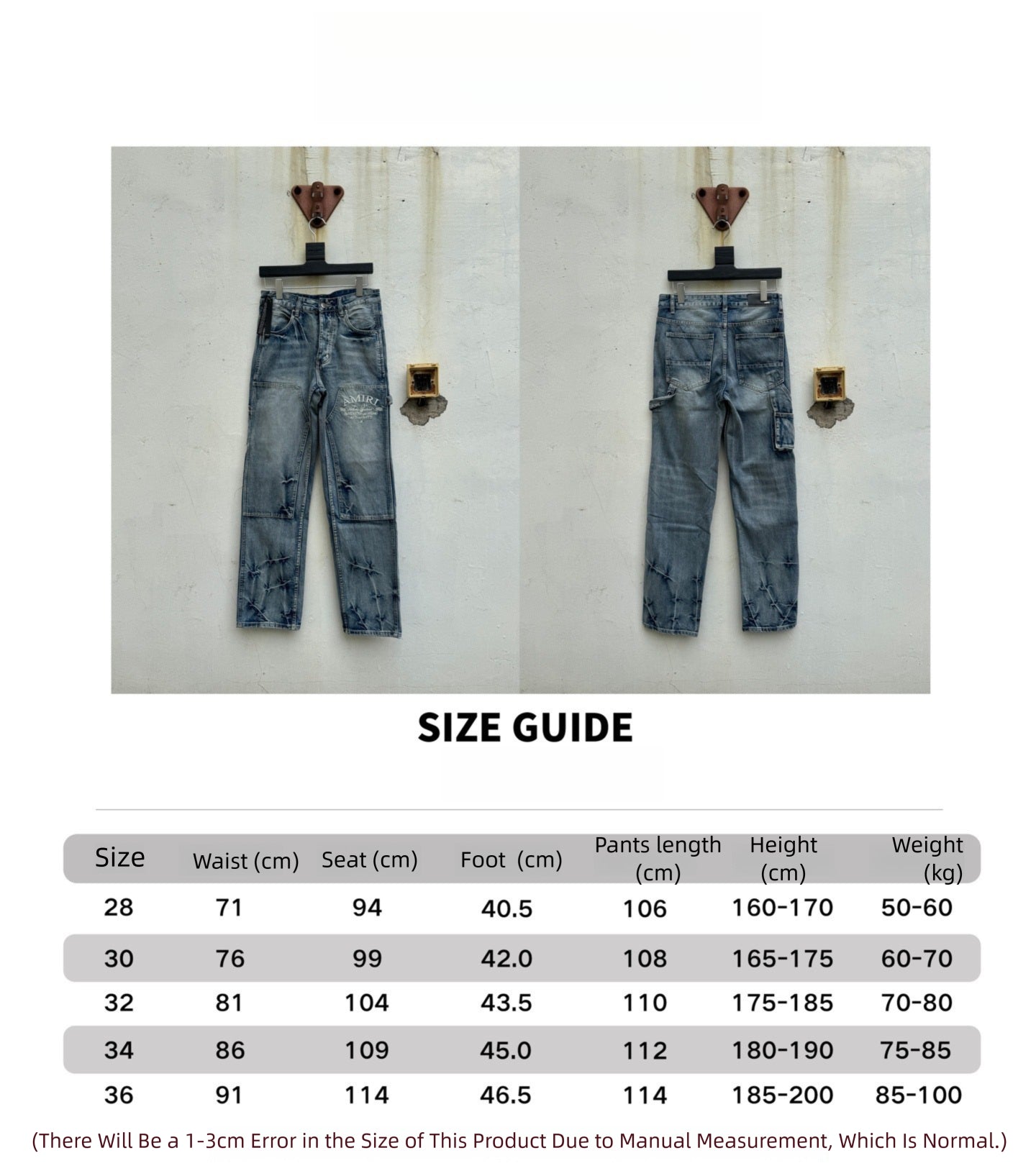 GMAMI New Logging Jeans Embroidered Washed Ripped Jeans Long Pants Unisex