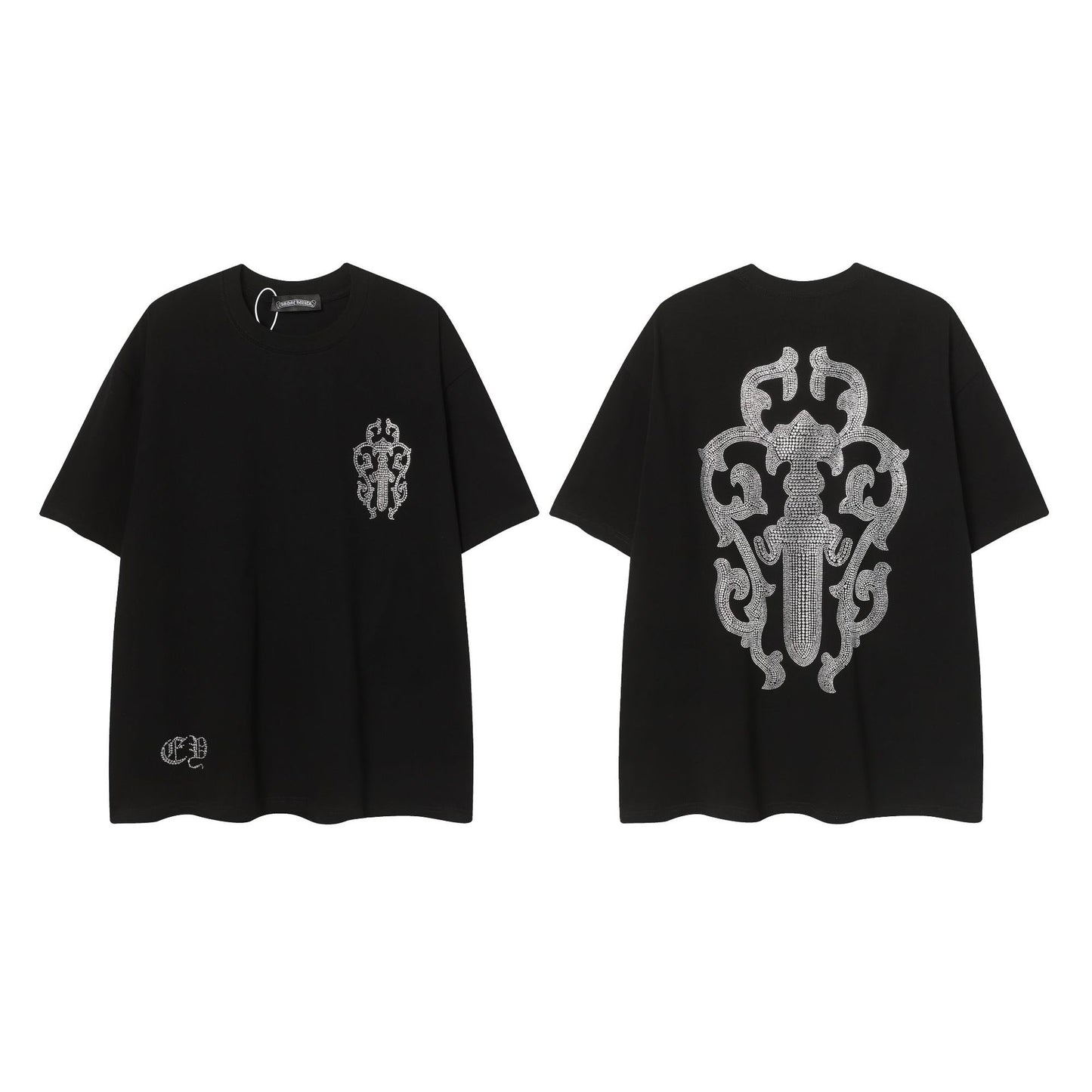 2025 New CHRM Heart Cross Sanskrit Patch Print Embroidery Loose Short Sleeve for Men and Women(2)