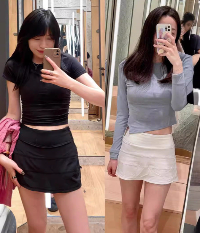 Lulu Same Style Pace Rival Three-Pleat Skirt Sports Tennis Skirt for Women Summer Anti-Exposure Lined Fitness Short Skirt