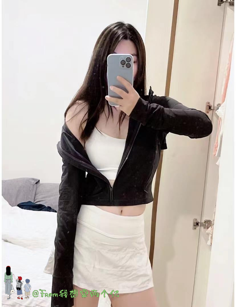 Lulu Same Style Short Mesh Hooded Jacket Yoga Clothes Mesh Define Sports Thin Casual Jacket Women