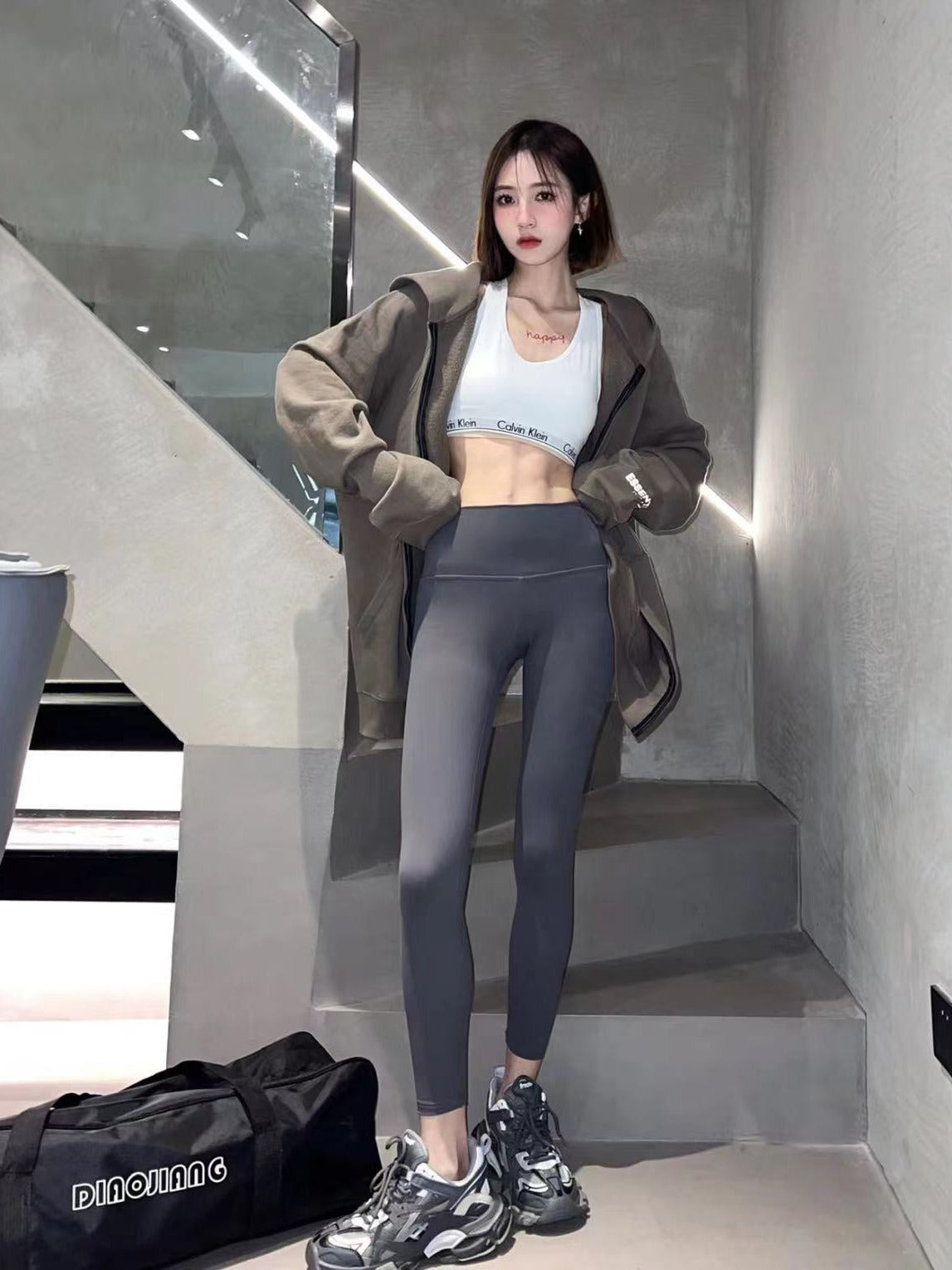 Lulu Same Style No Awkward Line Yoga Pants Nine-point Pants Bare Sensation Tight Hip-lifting Sports Fitness Yoga Leggings