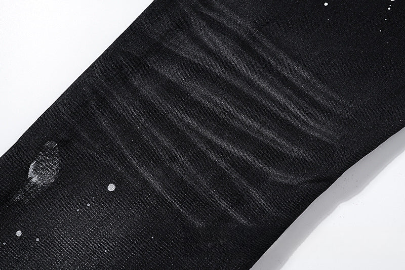 American High Street Distressed Patch Trendy Retro Straight Amiri Jeans for Men and Women