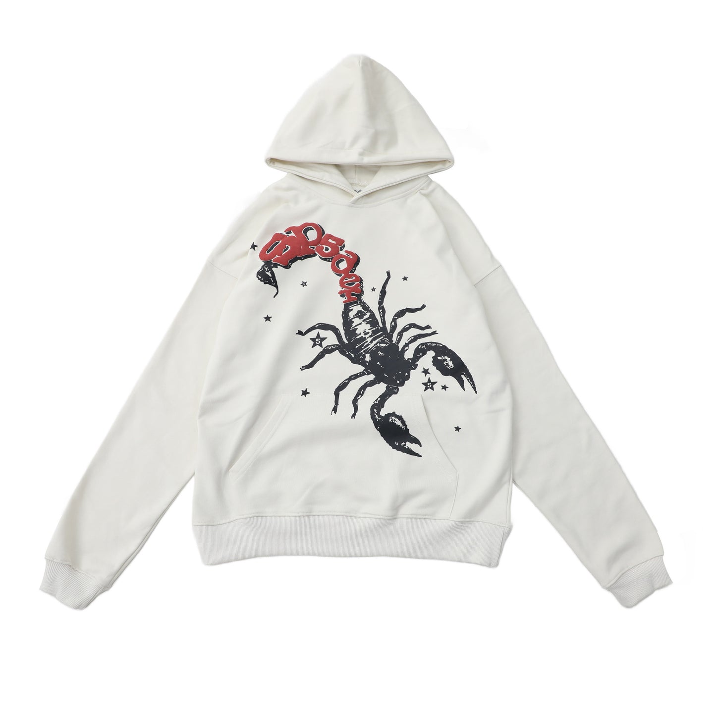Beautiful Fashion Brand Men's and Women's Same Style 555555 Cobweb Puff Print Hip Hop Loose Heavy Terry Hooded Sweater Set(NO  Fleece Lined)