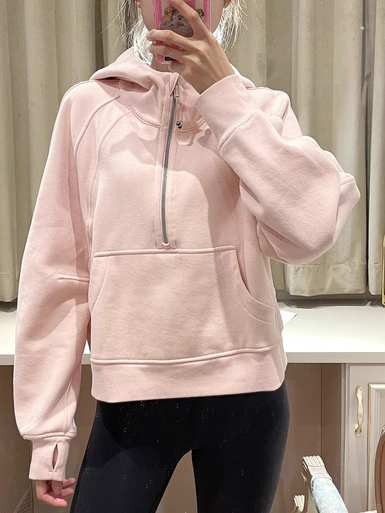 Lulu Half Turtleneck Sweatshirt Casual Style Women Autumn Winter New Casual Fleece Pullover Half Zipper Short Jacket