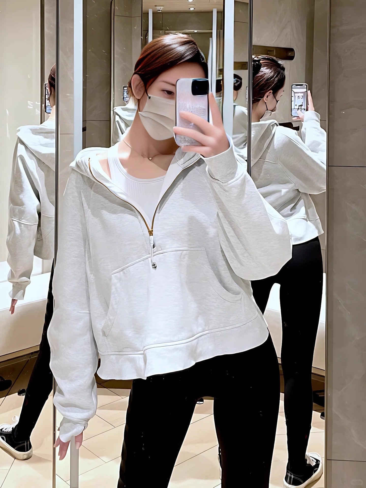 Lulu Half Turtleneck Sweatshirt Casual Style Women Autumn Winter New Casual Fleece Pullover Half Zipper Short Jacket