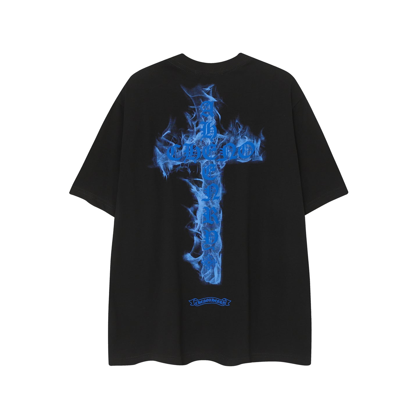 2025 New CHRM Heart Cross Sanskrit Patch Print Embroidery Loose Short Sleeve for Men and Women