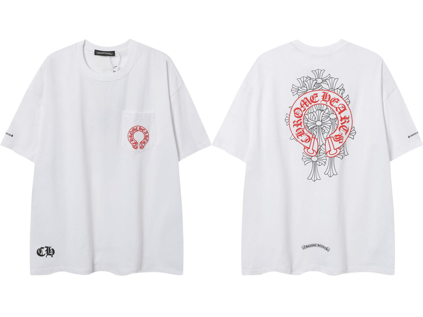 2025 New CHRM Heart Cross Sanskrit Patch Print Embroidery Loose Short Sleeve for Men and Women(2)