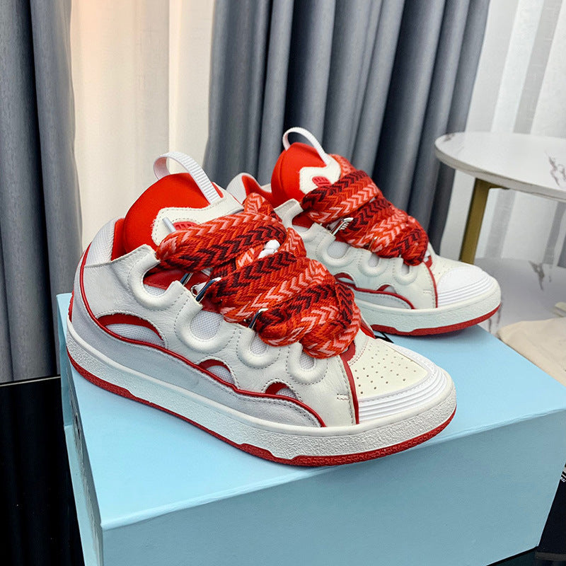 GMabcd Thick-Soled Lace-Up Dad Shoes Couple Training Shoes Casual Sneakers