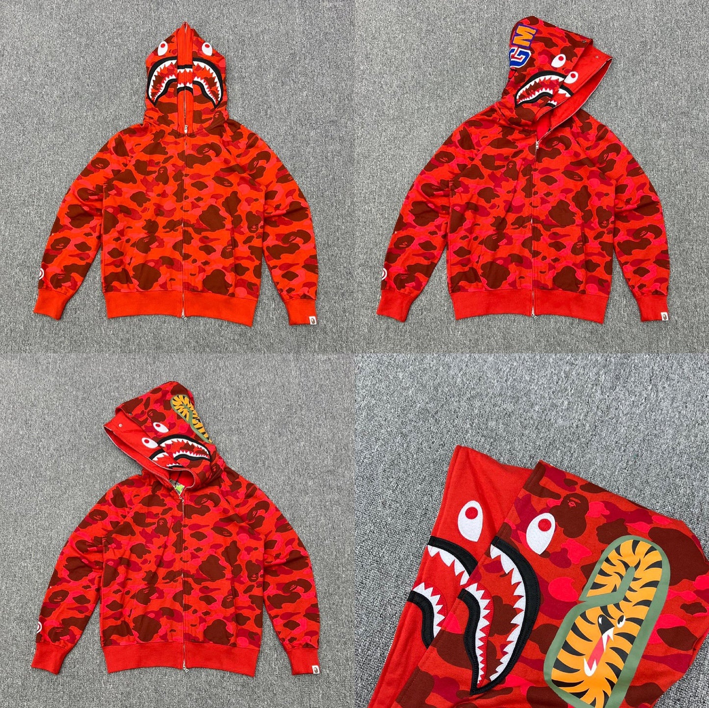 Fashion Brand Shark Camouflage Zipper Sweater Men and Women Couple Loose Cotton Fleece-lined Hooded Cardigan Coat Men