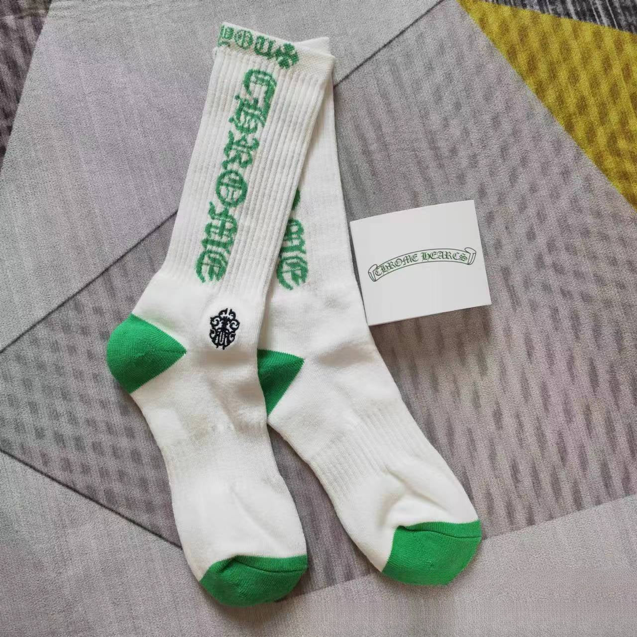 GM CHeart Socks CH Striped Letter Red Lip Embroidery Logo Towel Bottom Sports Trendy Socks