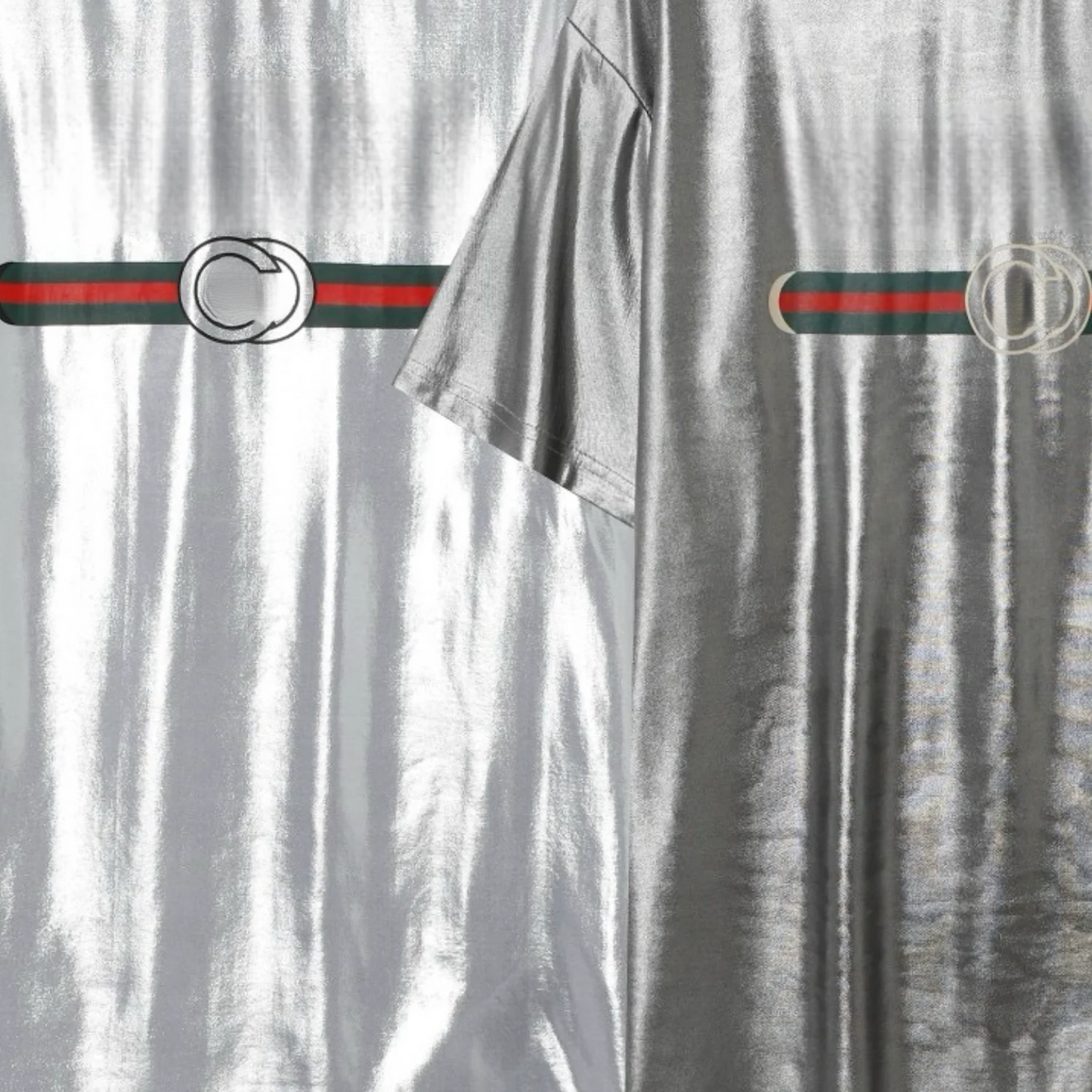 2025 New Design Men's and Women's Matching Ice Silk Cotton Short Sleeve T-shirts, Silver and Gray Dual-color Ultra-Chic Short Sleeves