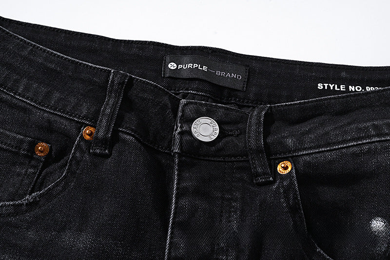 American High Street Distressed Patch Trendy Retro Straight Amiri Jeans for Men and Women