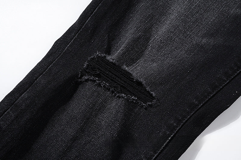 American High Street Distressed Patch Trendy Retro Straight Amiri Jeans for Men and Women